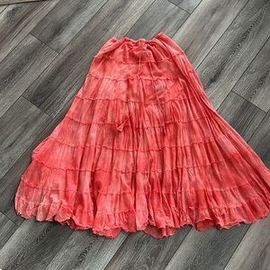 Elegant Coral Maxi Skirt